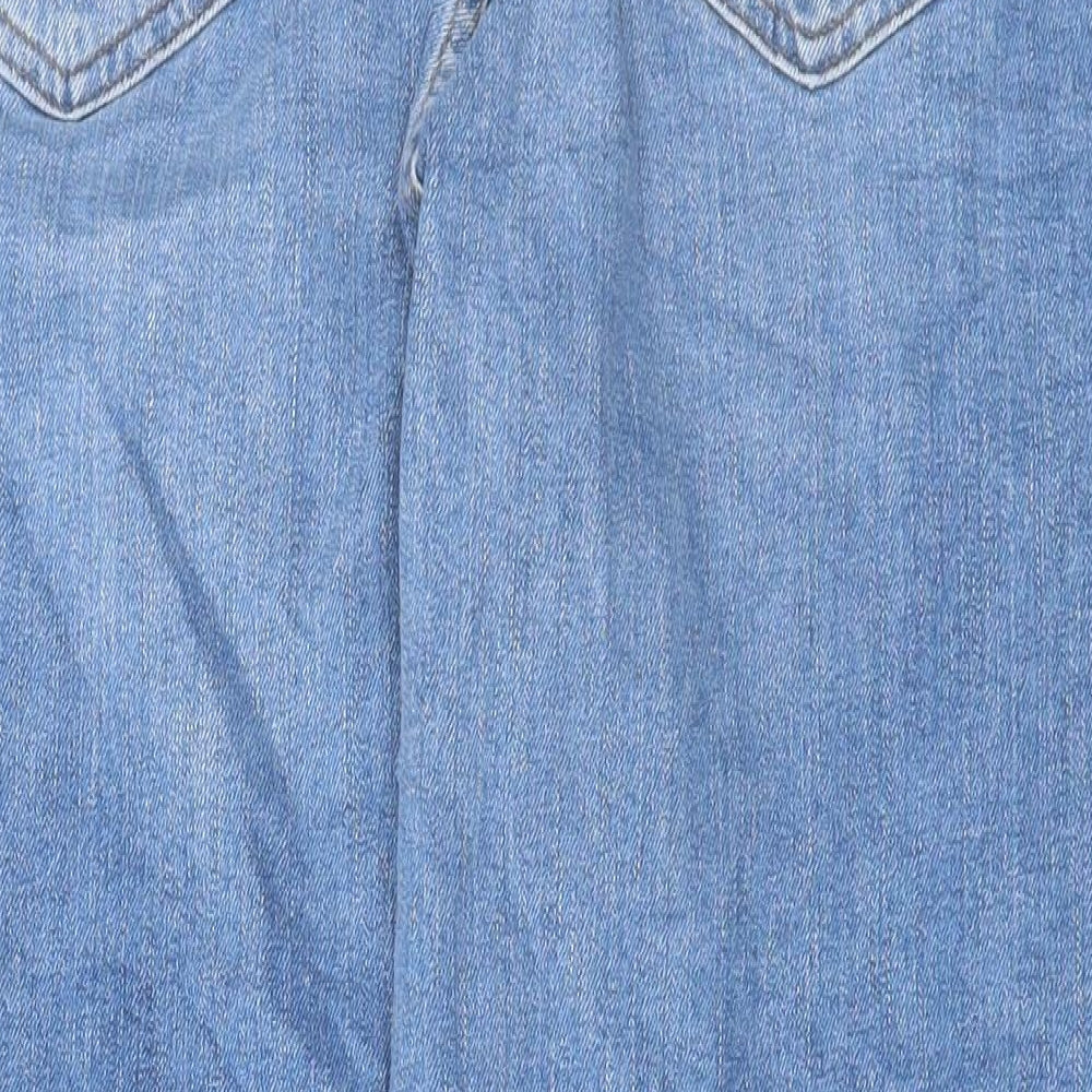 Marks and Spencer Womens Blue Cotton Mom Jeans Size 16 L25 in Regular Button