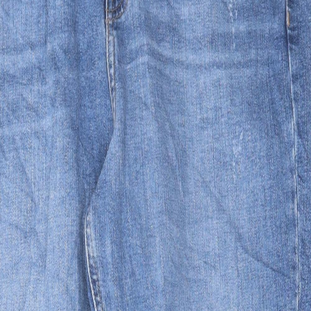 Marks and Spencer Womens Blue Cotton Mom Jeans Size 14 L27 in Regular Button