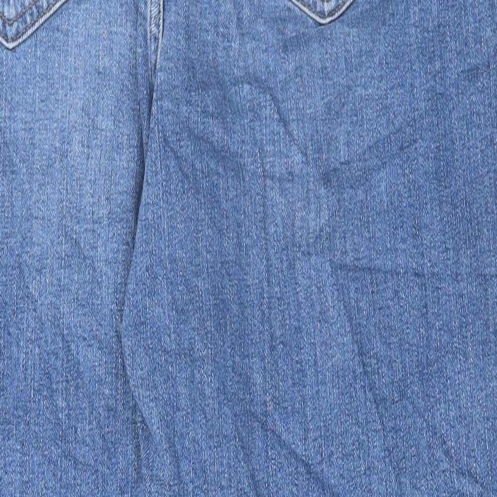 Marks and Spencer Womens Blue Cotton Mom Jeans Size 14 L27 in Regular Button