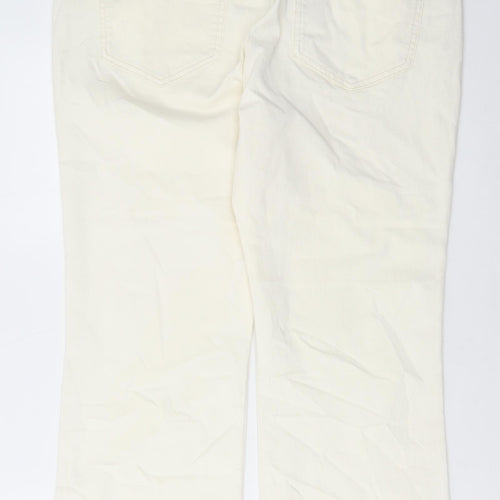Marks and Spencer Womens White Cotton Bootcut Jeans Size 20 L28 in Regular Button