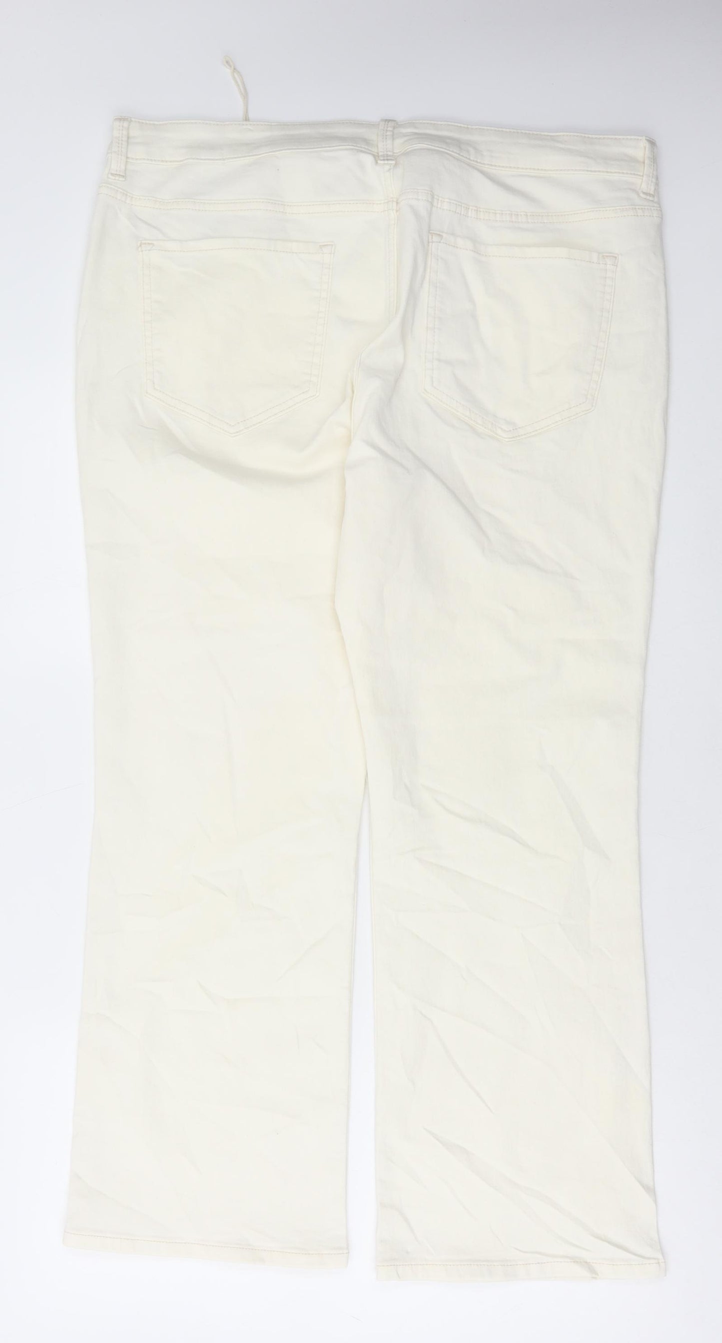 Marks and Spencer Womens White Cotton Bootcut Jeans Size 20 L28 in Regular Button
