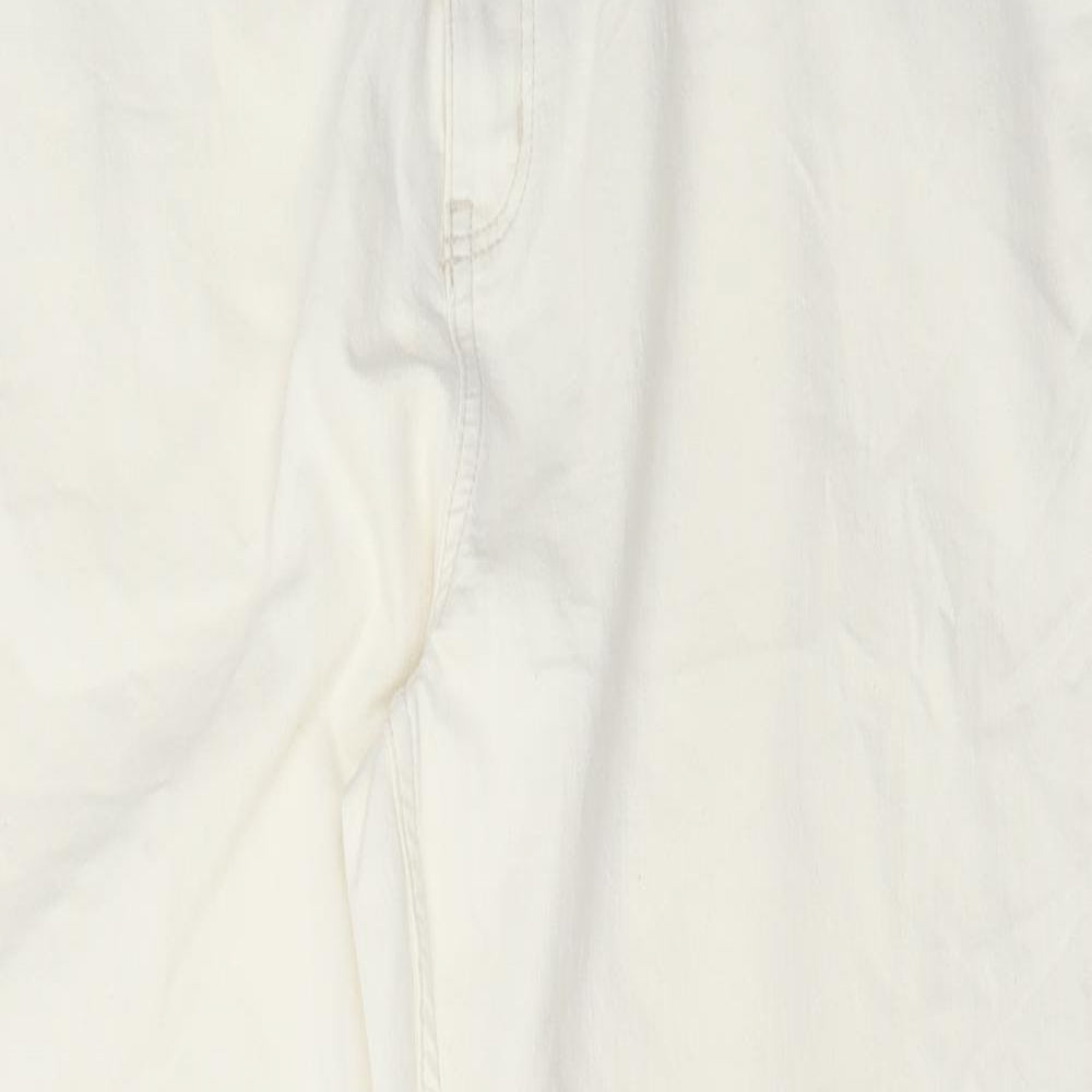 Marks and Spencer Womens White Cotton Bootcut Jeans Size 20 L28 in Regular Button