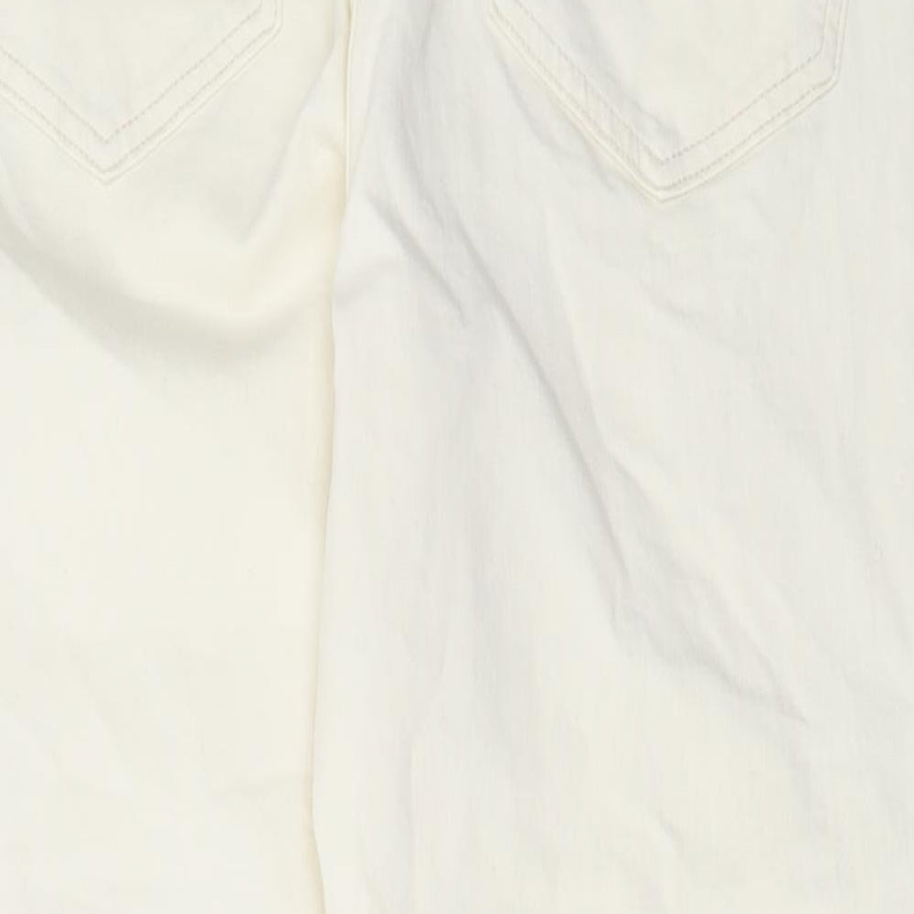Marks and Spencer Womens White Cotton Bootcut Jeans Size 20 L28 in Regular Button