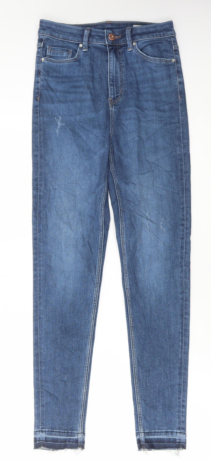 Marks and Spencer Womens Blue Cotton Skinny Jeans Size 8 L29 in Regular Button