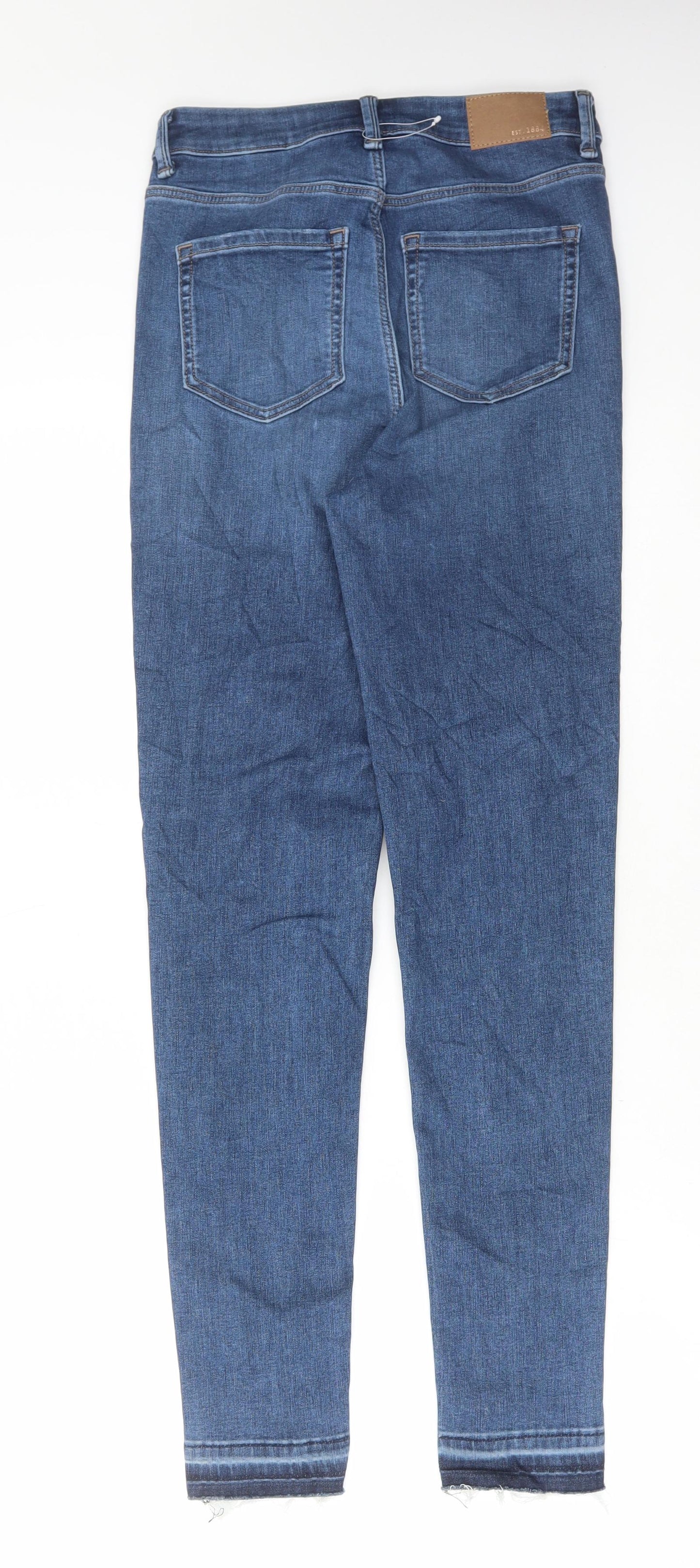 Marks and Spencer Womens Blue Cotton Skinny Jeans Size 8 L29 in Regular Button
