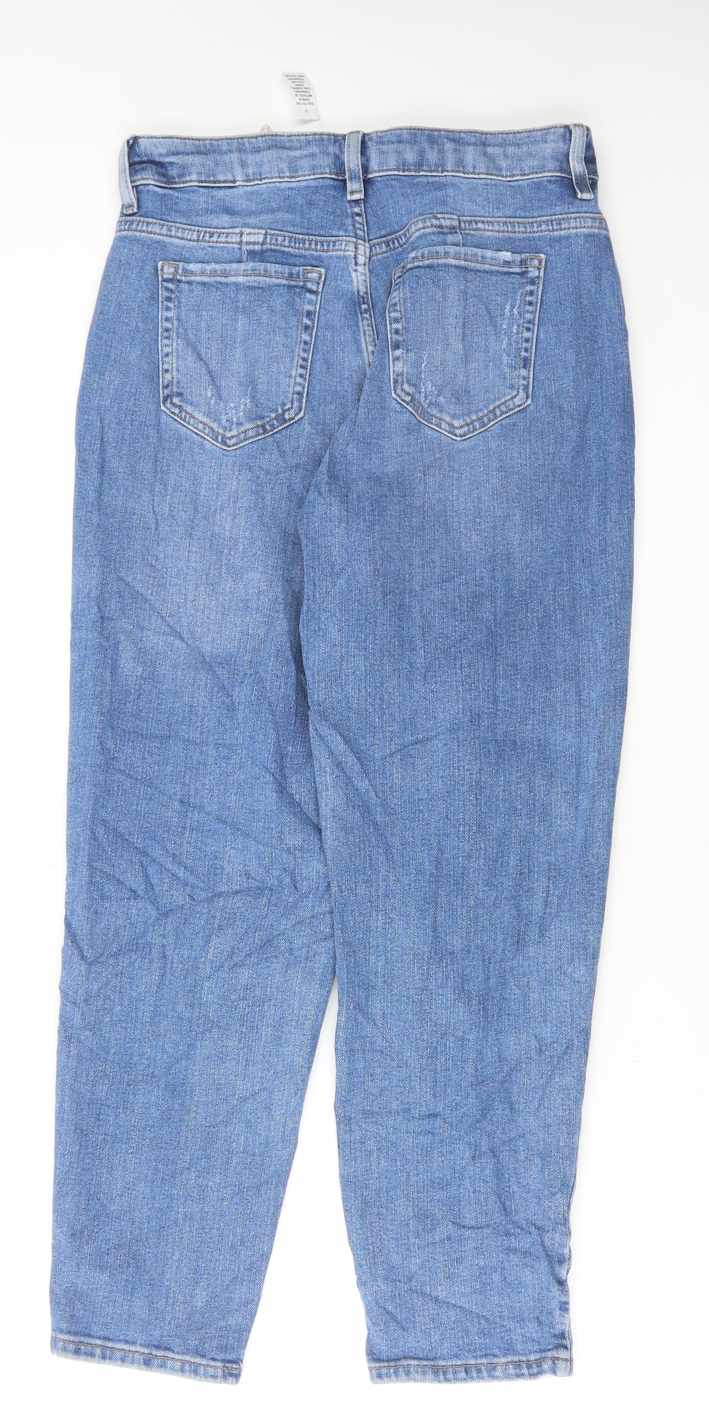 Marks and Spencer Womens Blue Cotton Mom Jeans Size 10 L26 in Regular Button