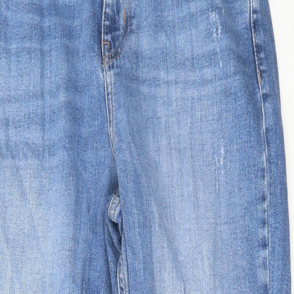 Marks and Spencer Womens Blue Cotton Mom Jeans Size 10 L26 in Regular Button