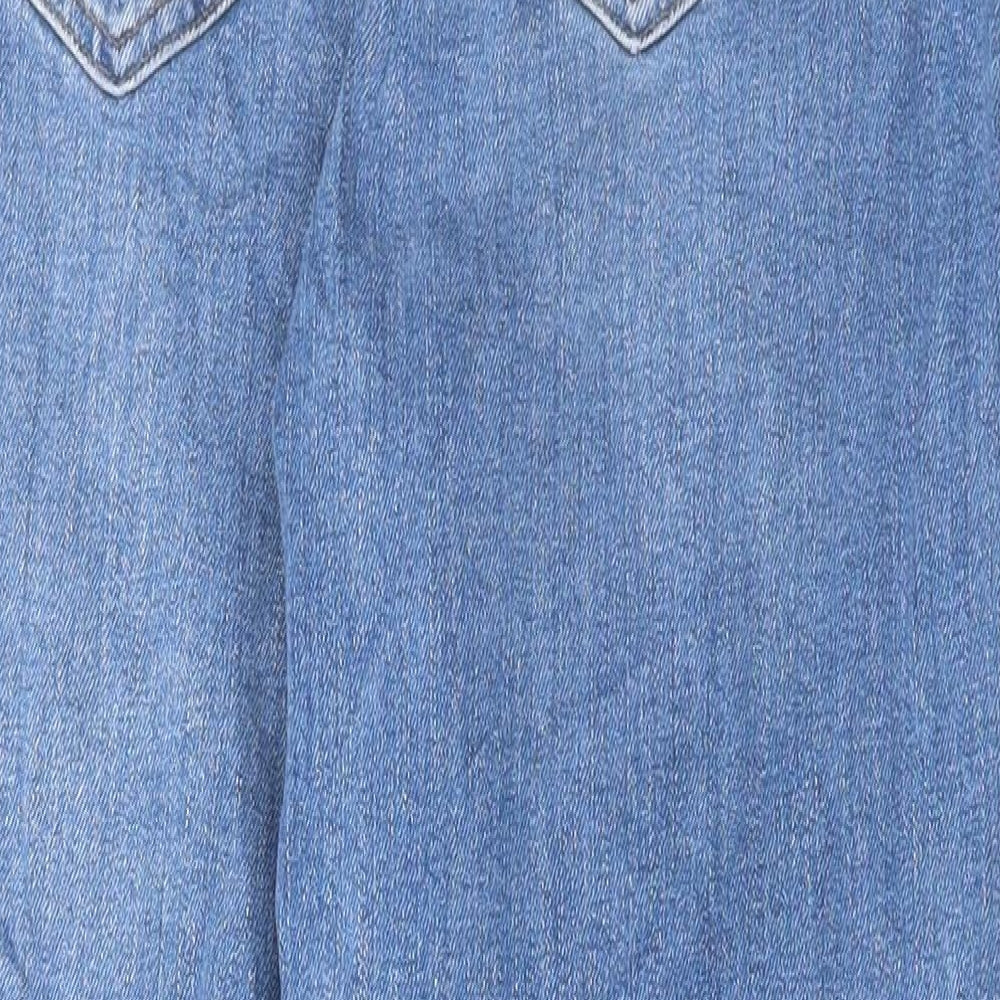 Marks and Spencer Womens Blue Cotton Mom Jeans Size 10 L26 in Regular Button