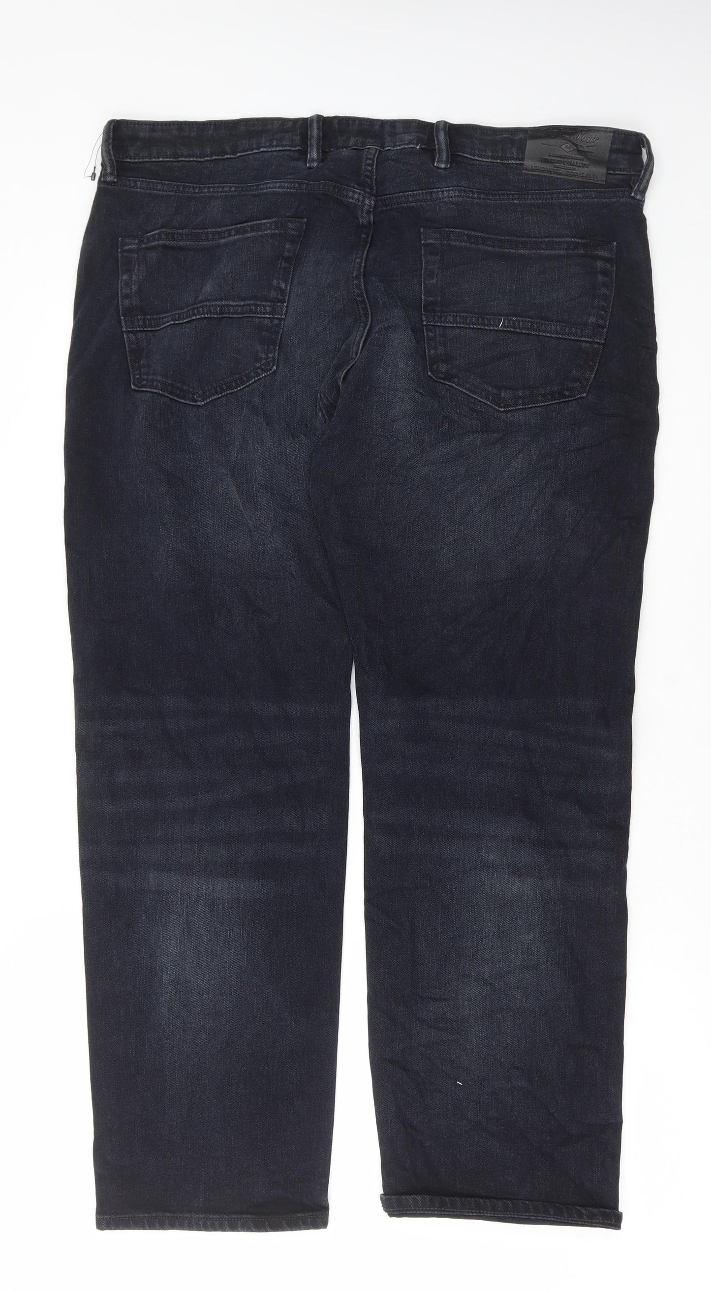 Marks and Spencer Mens Black Cotton Straight Jeans Size 38 in L29 in Regular Button