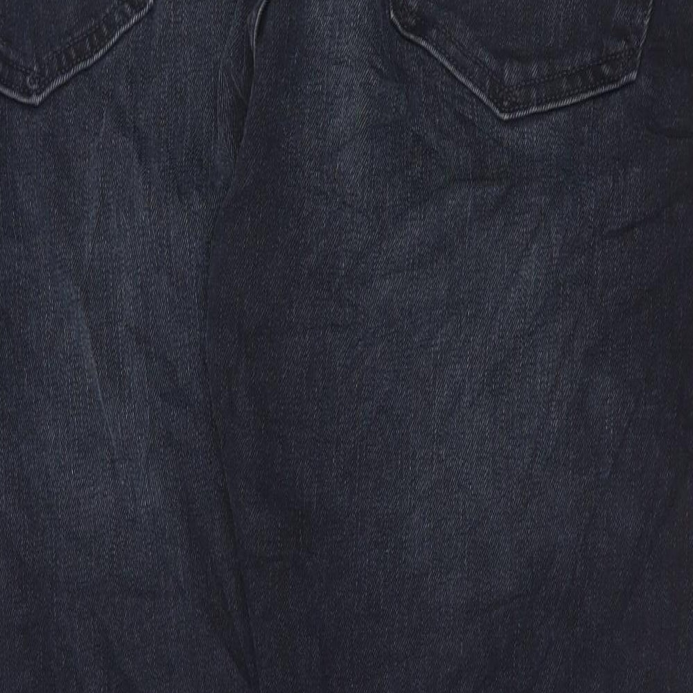 Marks and Spencer Mens Black Cotton Straight Jeans Size 38 in L29 in Regular Button