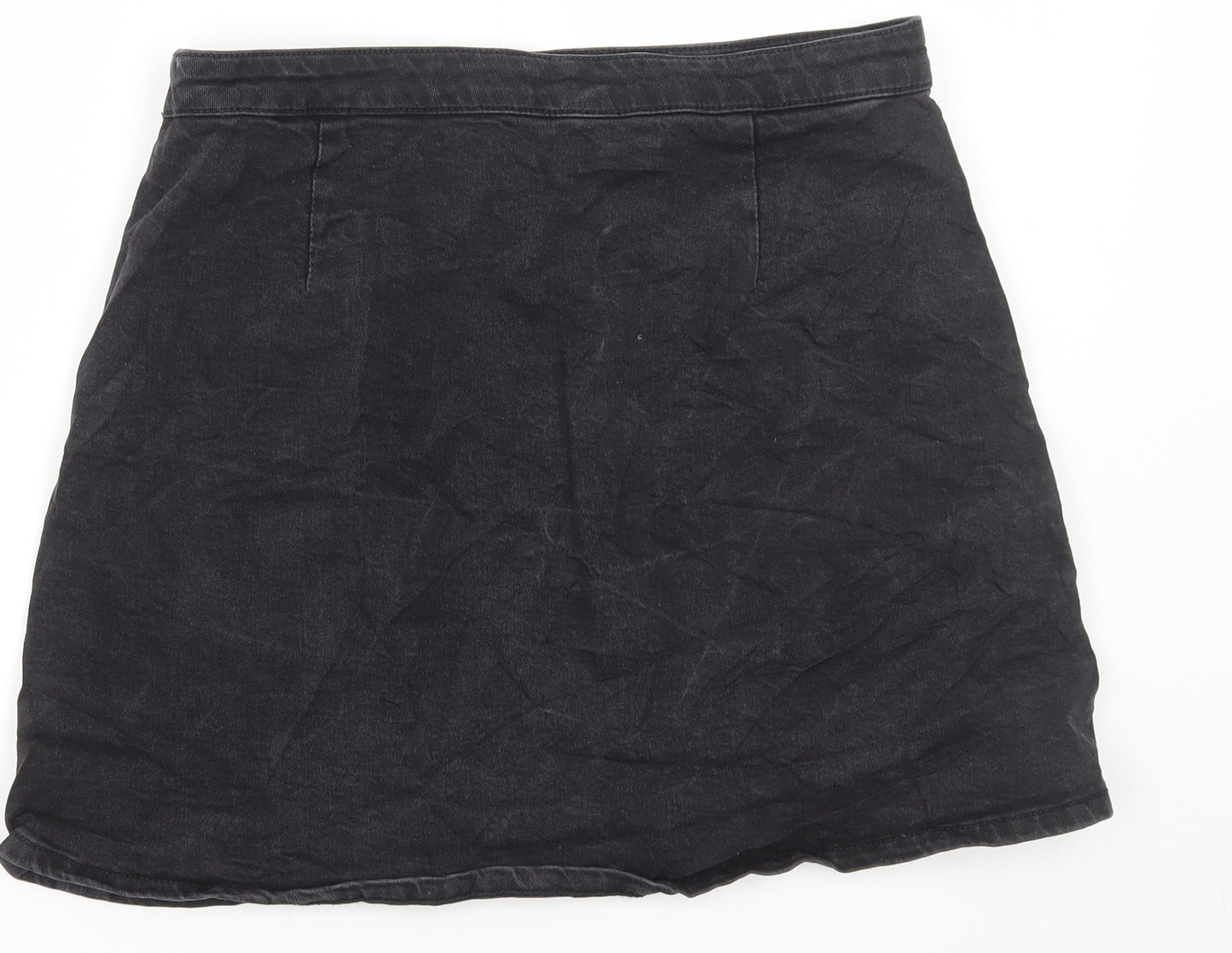 ASOS Womens Black Cotton Mini Skirt Size 12 Zip