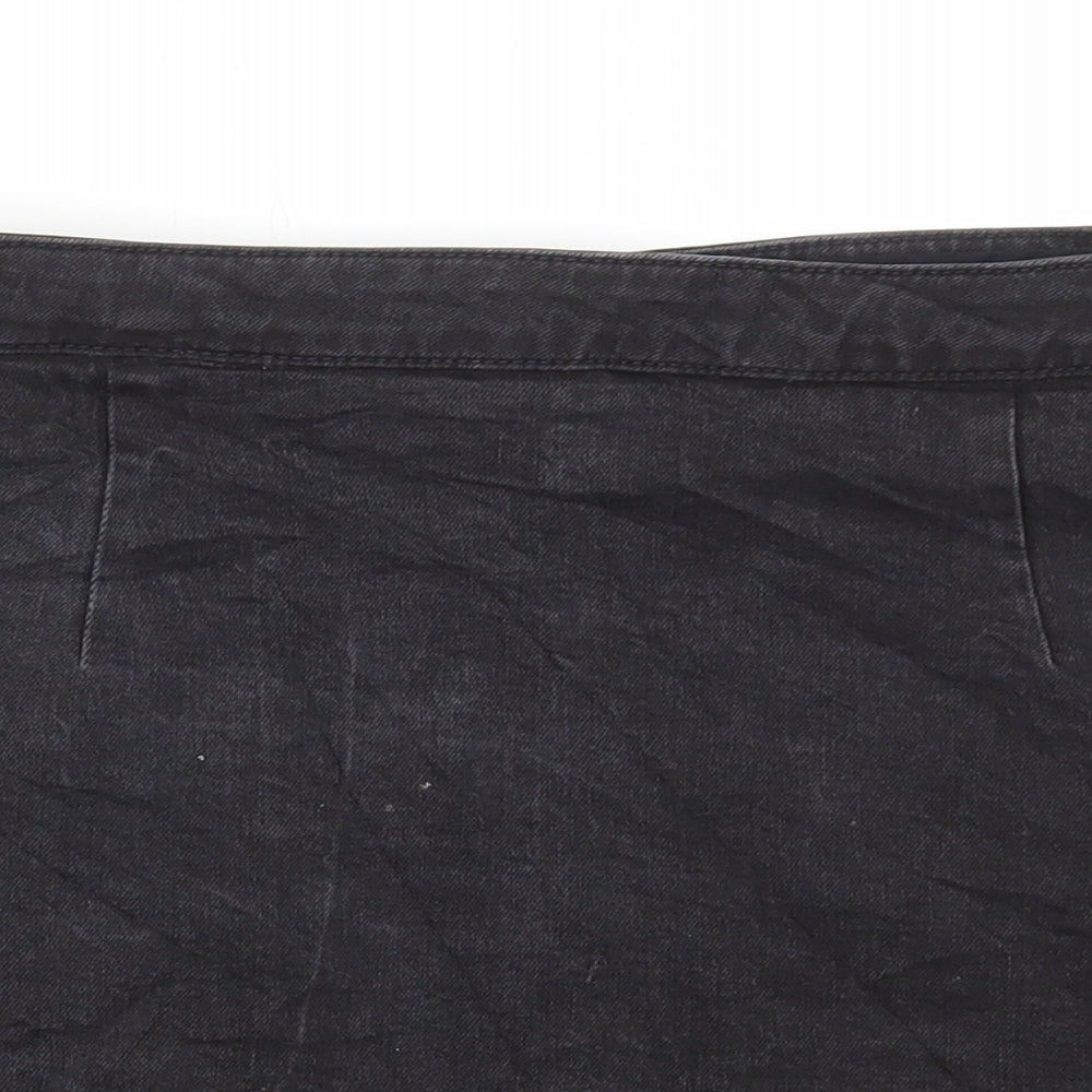 ASOS Womens Black Cotton Mini Skirt Size 12 Zip