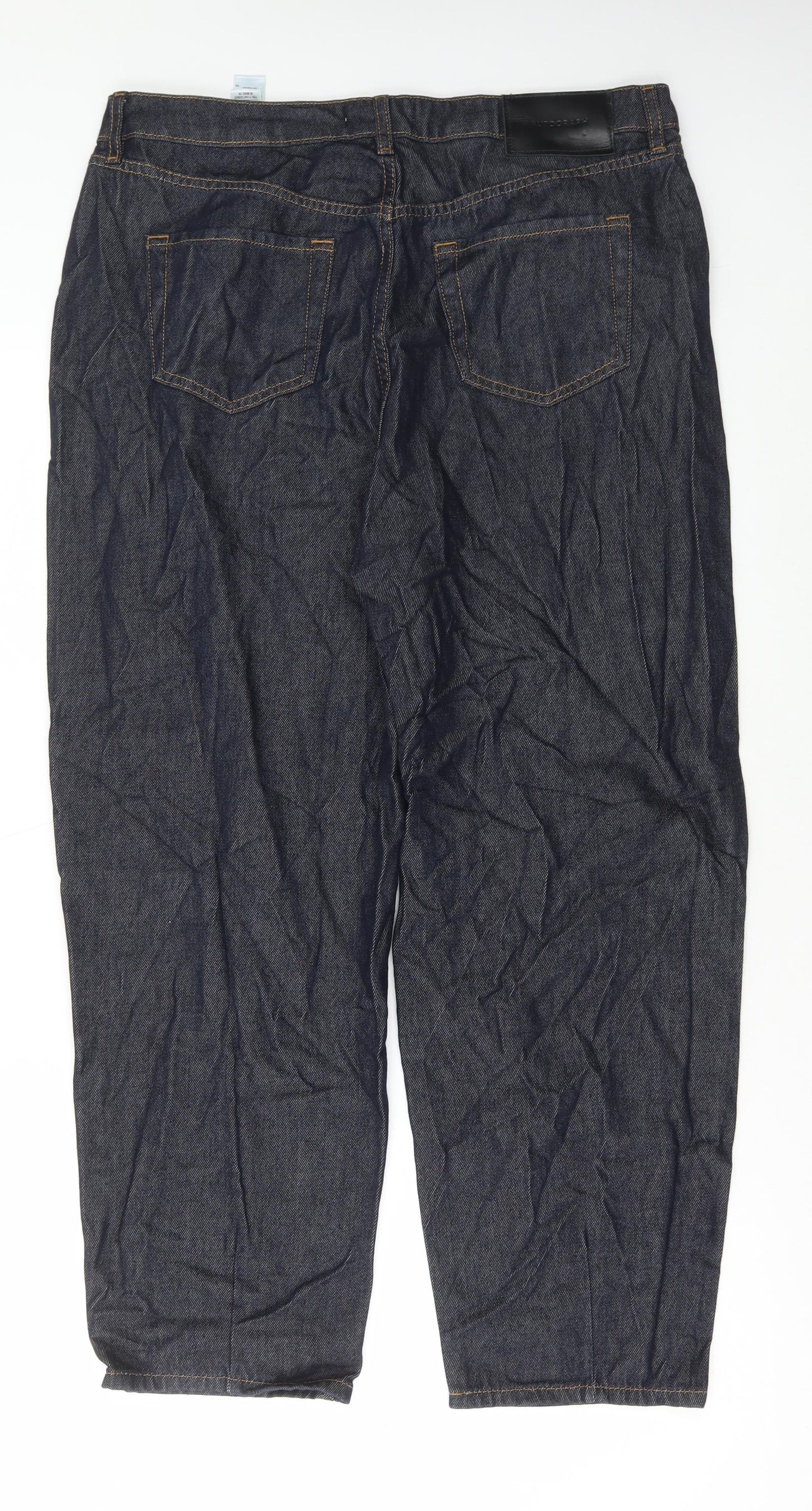 Marks and Spencer Womens Blue Cotton Straight Jeans Size 16 L28 in Regular Button