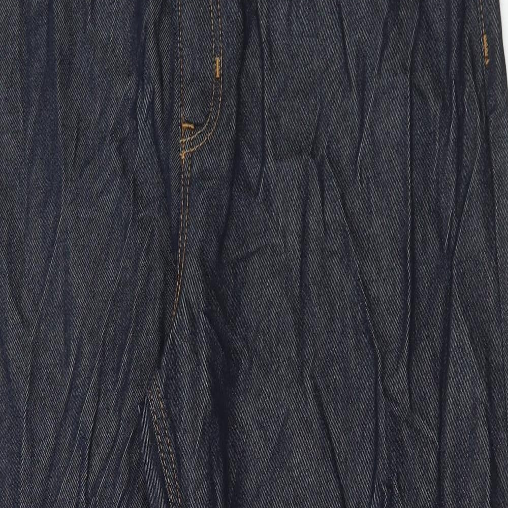Marks and Spencer Womens Blue Cotton Straight Jeans Size 16 L28 in Regular Button