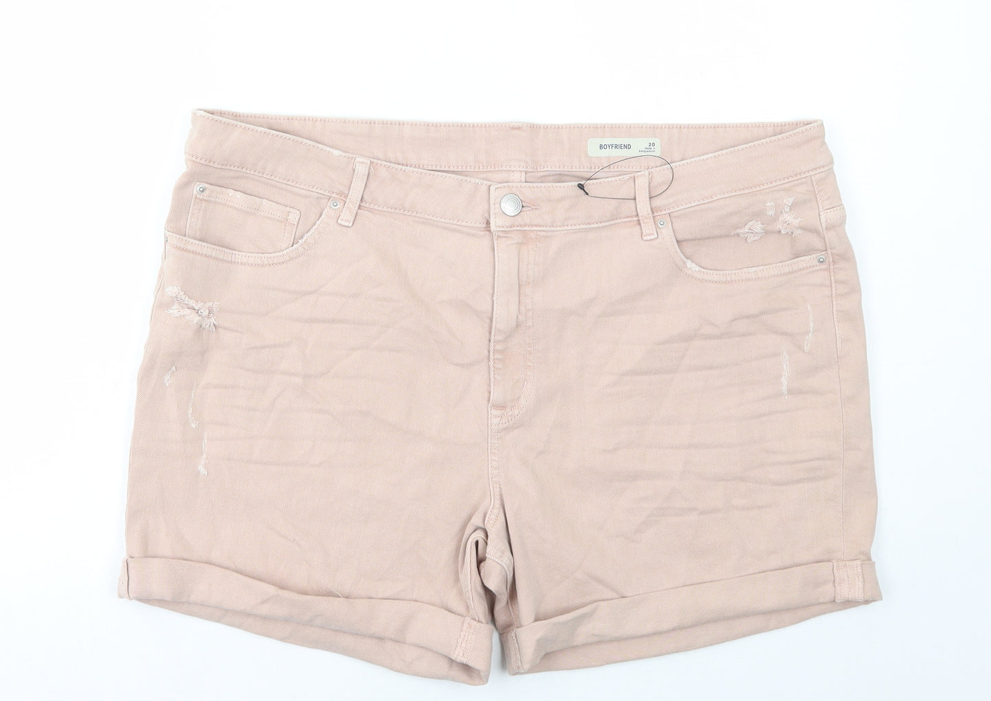 Marks and Spencer Womens Pink Cotton Bermuda Shorts Size 20 L5 in Regular Button