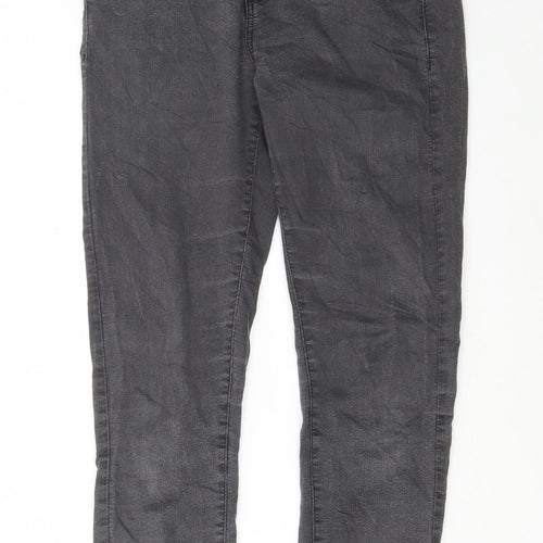Topshop Womens Grey Cotton Skinny Jeans Size 28 in L30 in Regular Button