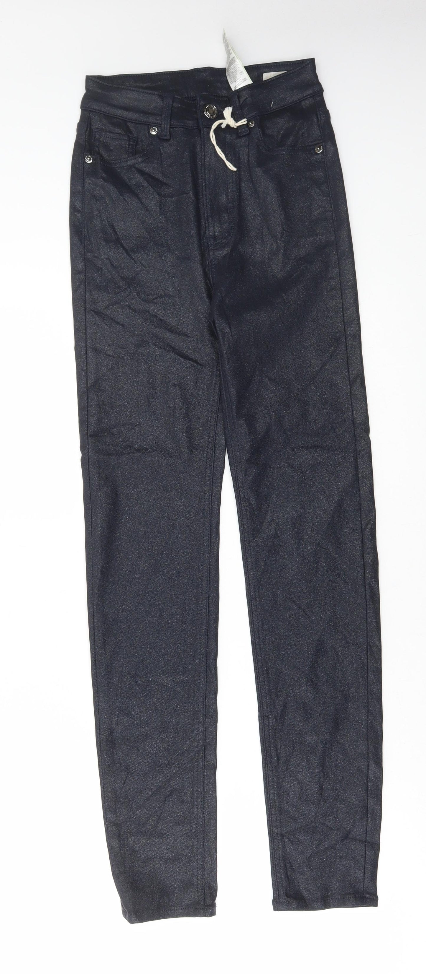 Marks and Spencer Womens Black Cotton Skinny Jeans Size 6 L28 in Regular Button