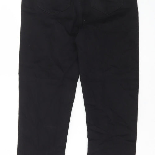 Marks and Spencer Womens Black Cotton Cropped Jeans Size 8 L23 in Regular Button