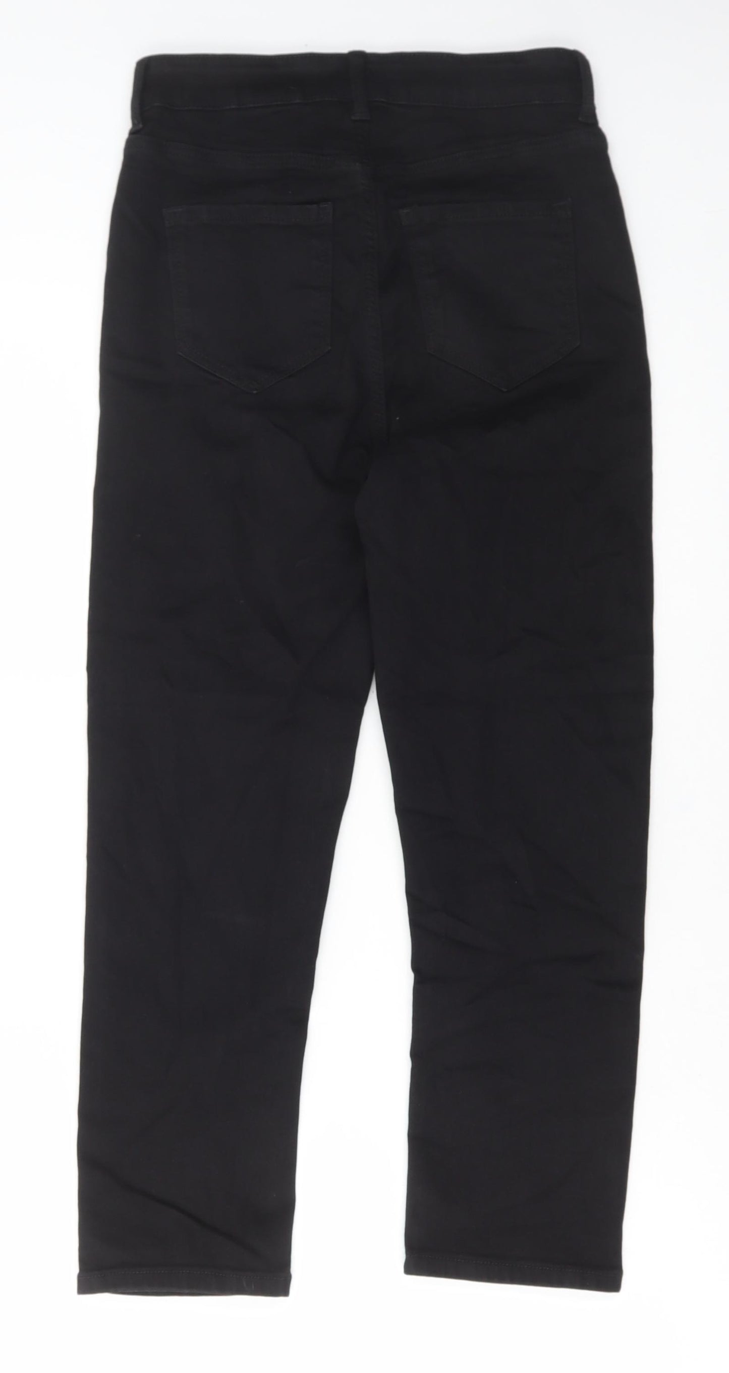 Marks and Spencer Womens Black Cotton Cropped Jeans Size 8 L23 in Regular Button