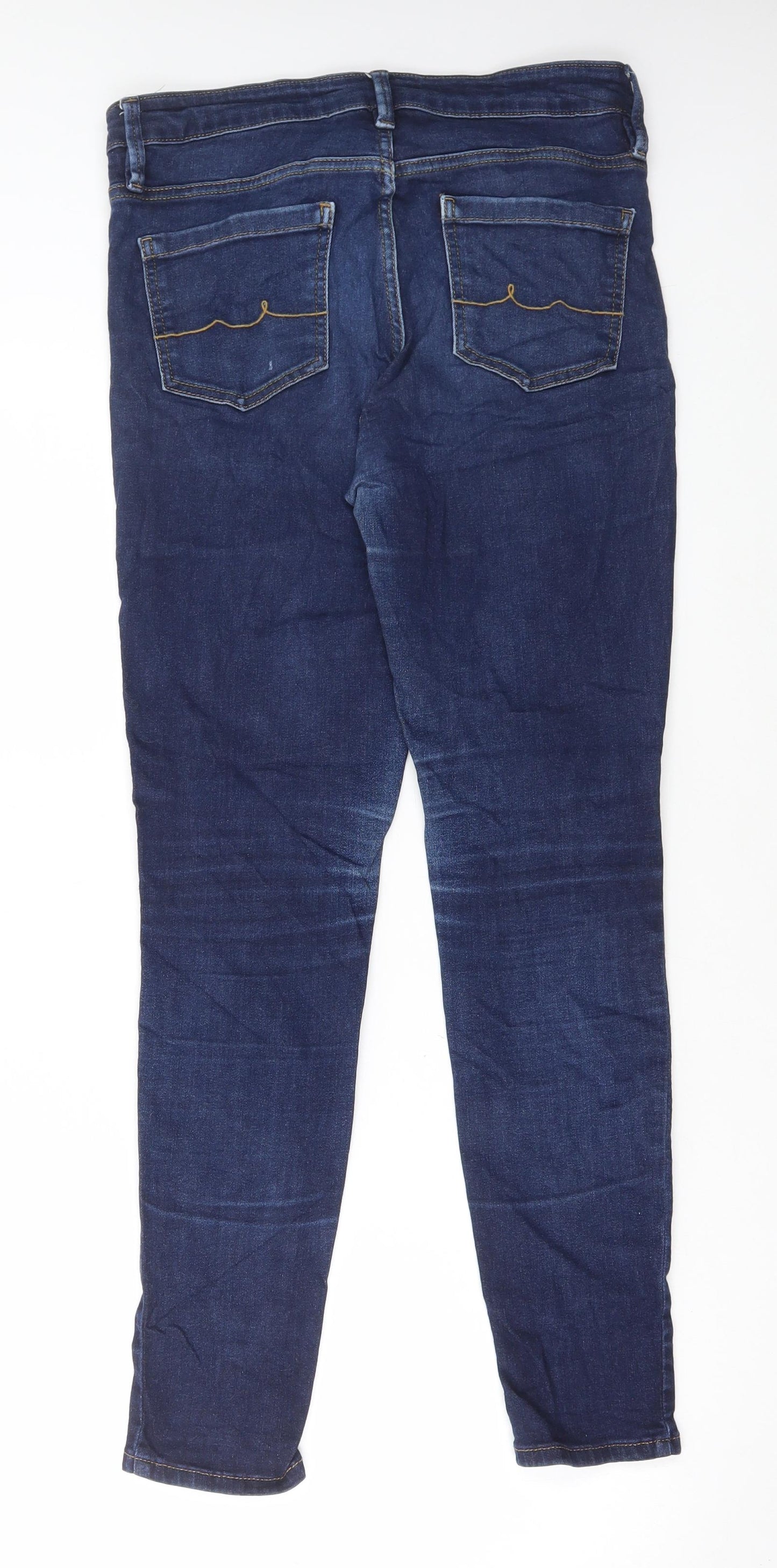 Marks and Spencer Womens Blue Cotton Skinny Jeans Size 12 L29 in Regular Button