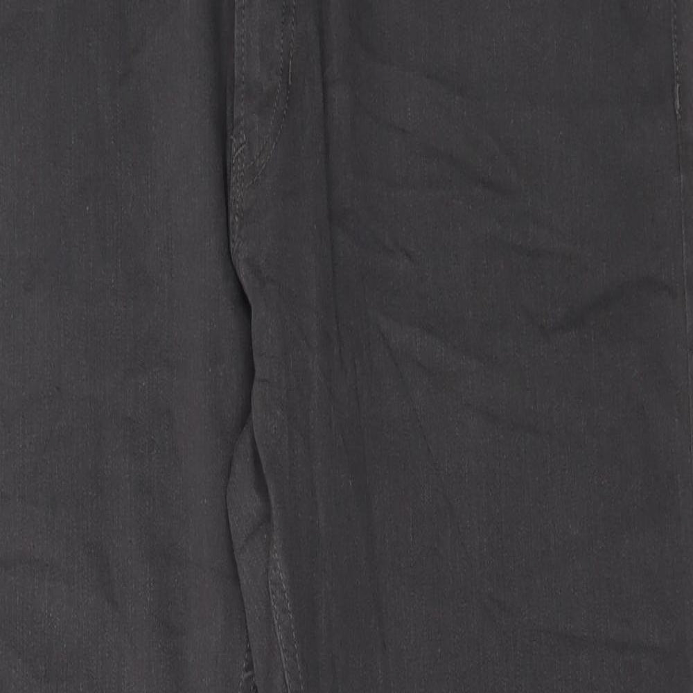 Marks and Spencer Mens Grey Cotton Straight Jeans Size 40 in L31 in Regular Button