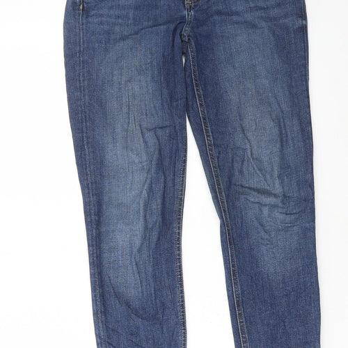 H&M Womens Blue Cotton Skinny Jeans Size 8 L29 in Regular Button