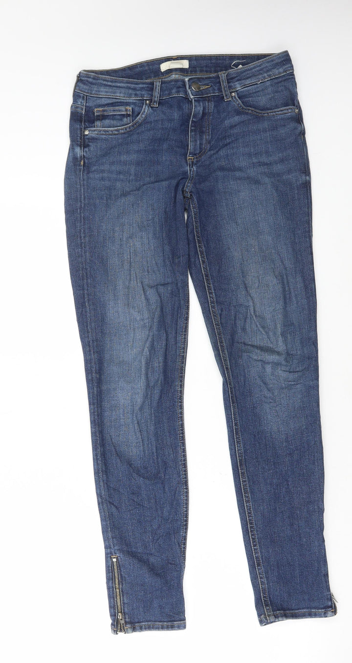 H&M Womens Blue Cotton Skinny Jeans Size 8 L29 in Regular Button