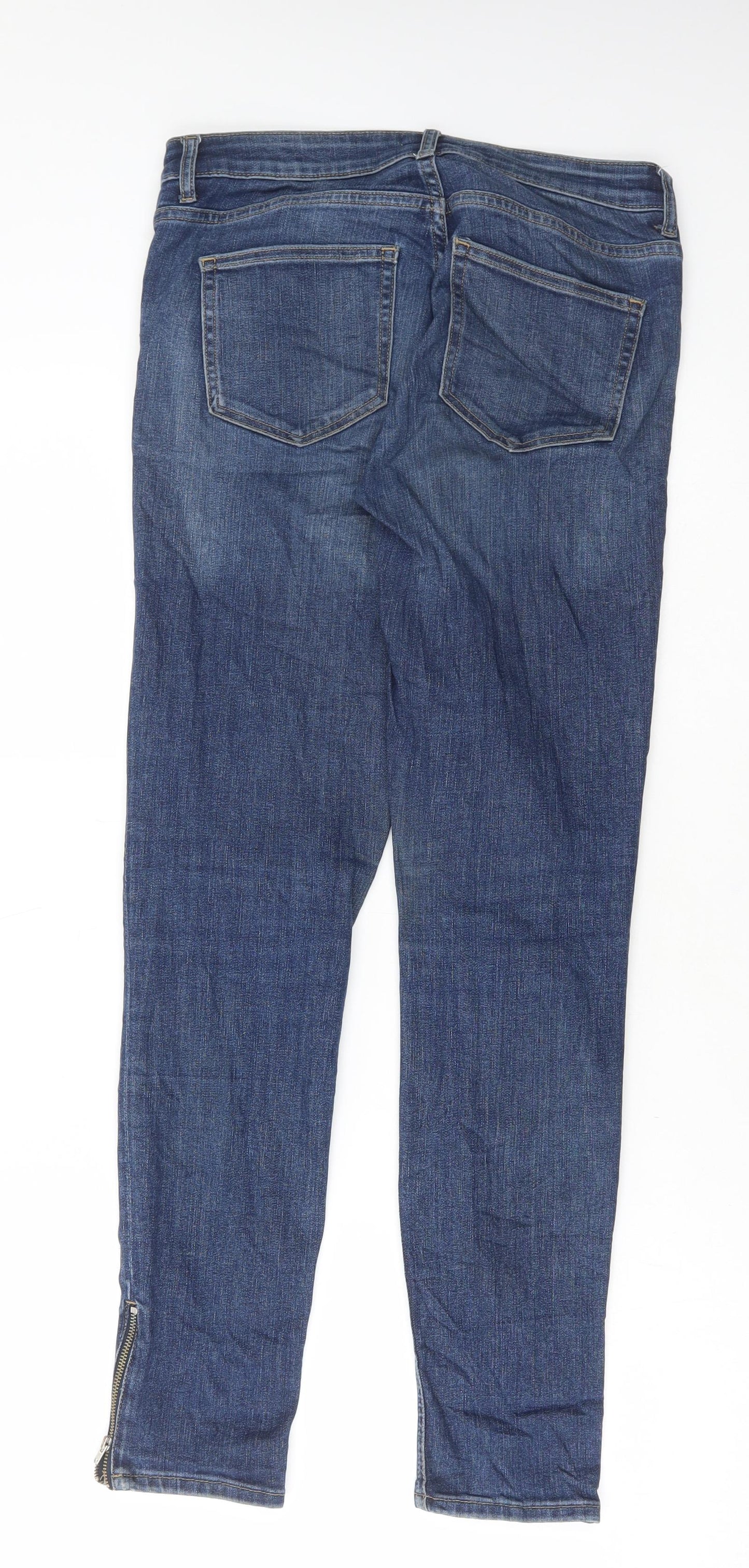 H&M Womens Blue Cotton Skinny Jeans Size 8 L29 in Regular Button