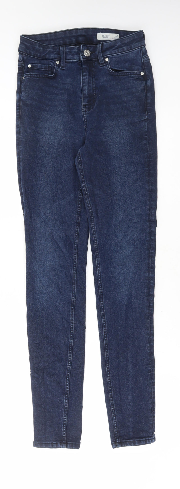 Marks and Spencer Womens Blue Cotton Skinny Jeans Size 8 L30 in Regular Button