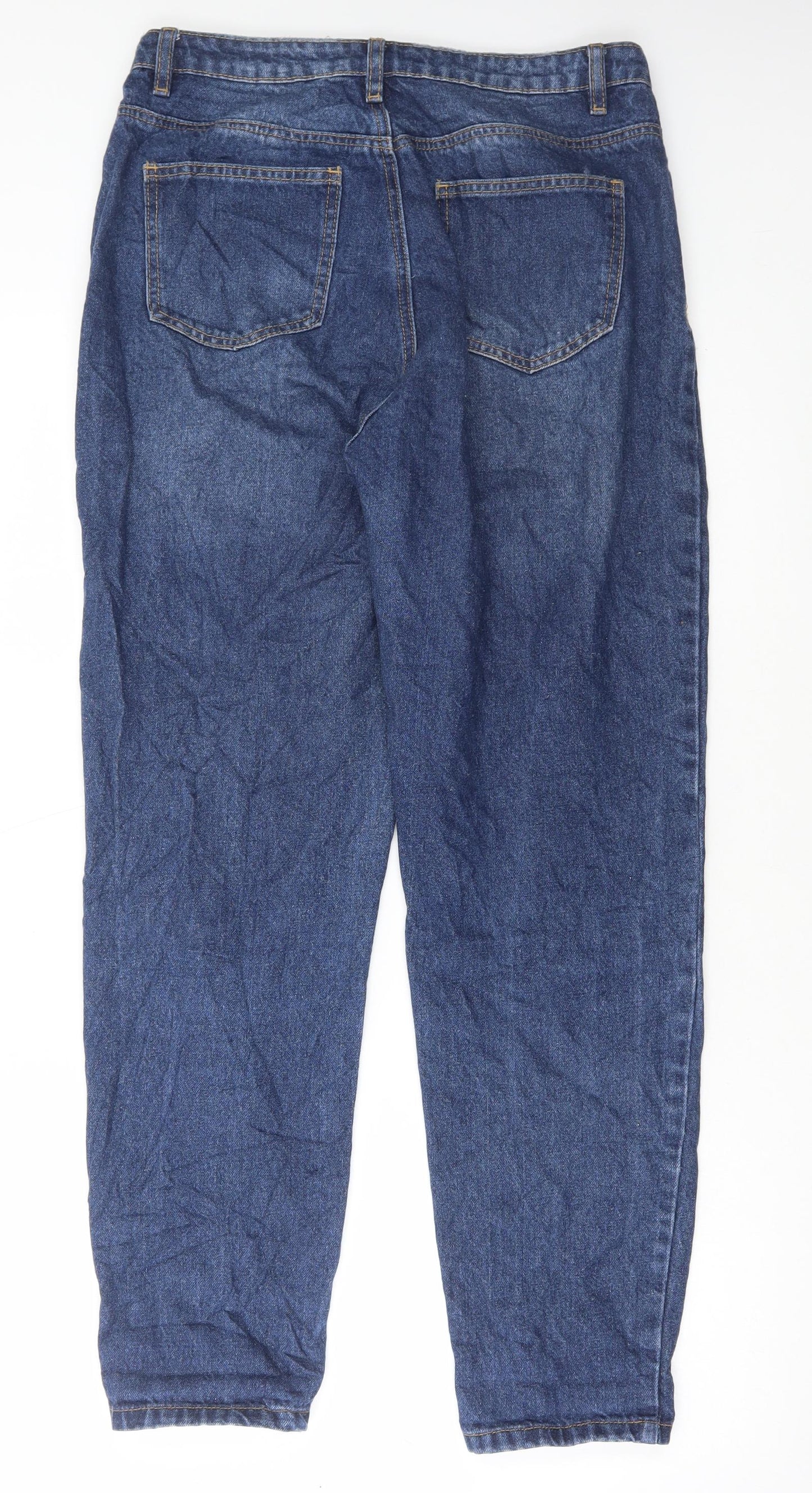 Missguided Womens Blue Cotton Mom Jeans Size 12 L29 in Regular Button