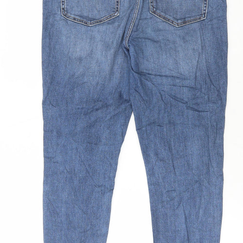 Marks and Spencer Womens Blue Cotton Skinny Jeans Size 14 L28 in Regular Button