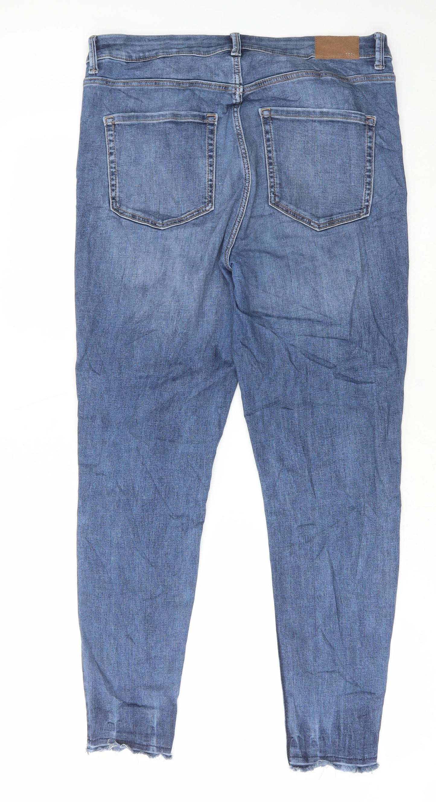 Marks and Spencer Womens Blue Cotton Skinny Jeans Size 14 L28 in Regular Button