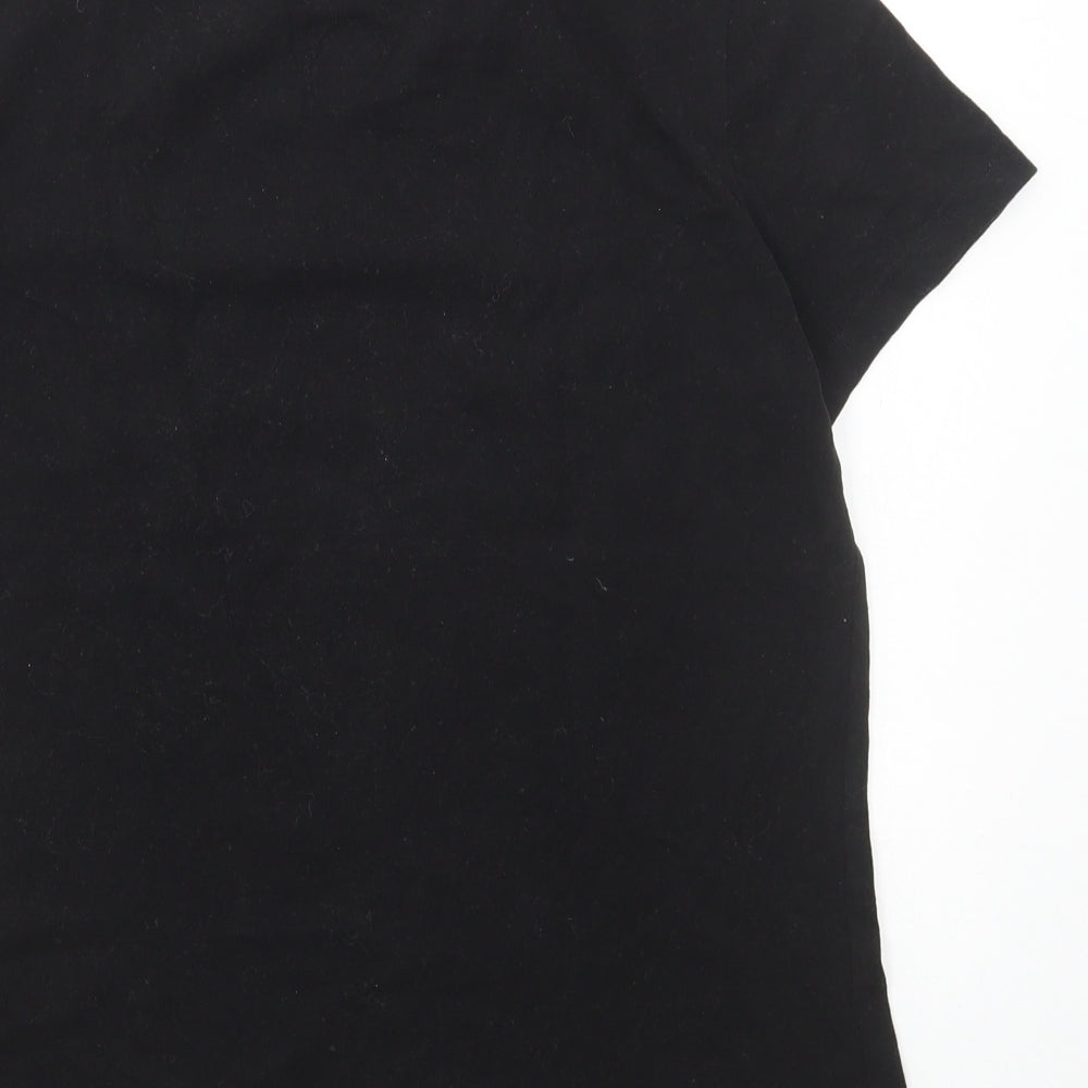 Superdry Womens Black Polyester Basic T-Shirt Size 8 Round Neck