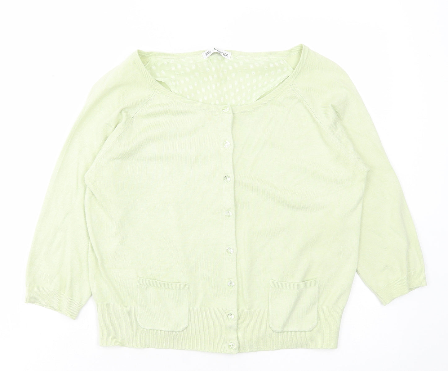 Marks and Spencer Womens Green Acrylic Cardigan Jumper Size 14