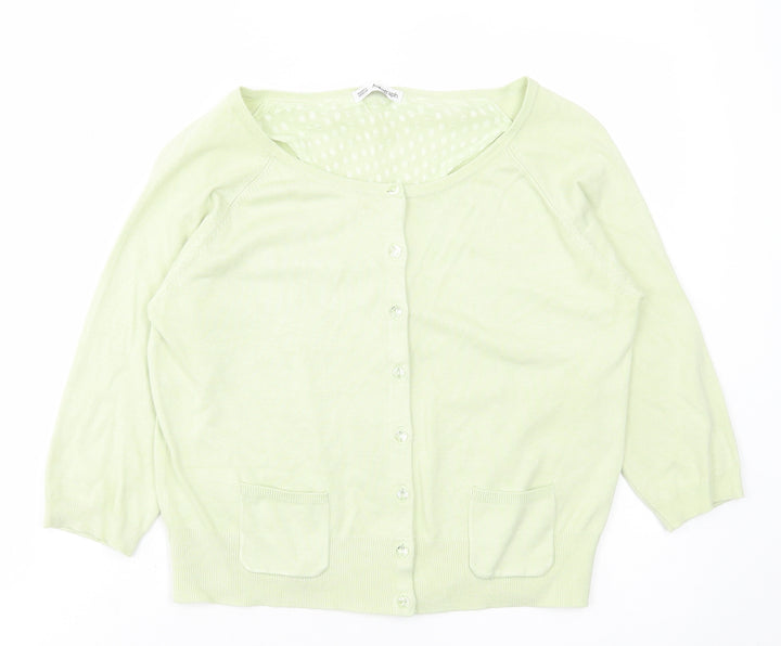 Marks and Spencer Womens Green Acrylic Cardigan Jumper Size 14