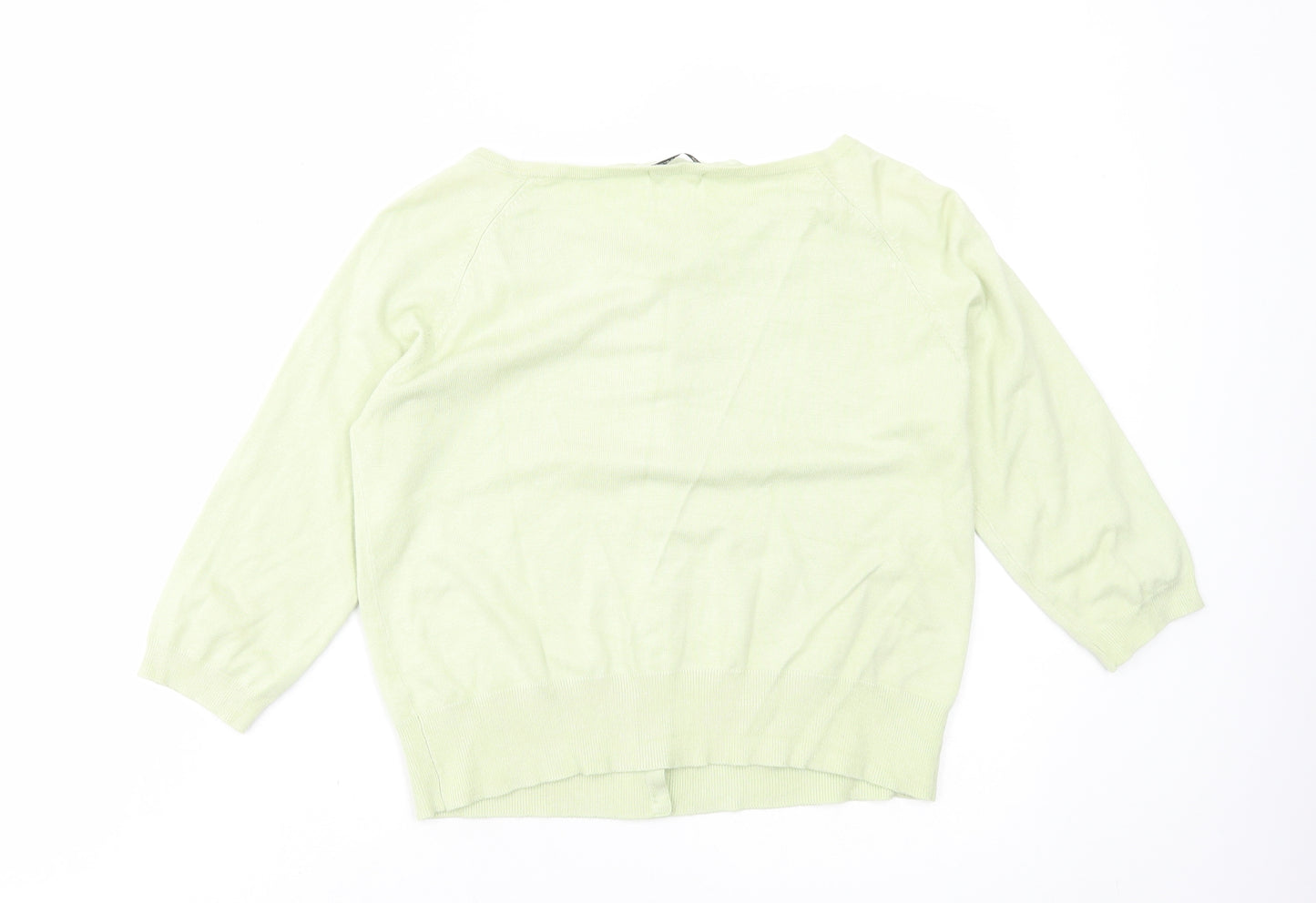 Marks and Spencer Womens Green Acrylic Cardigan Jumper Size 14