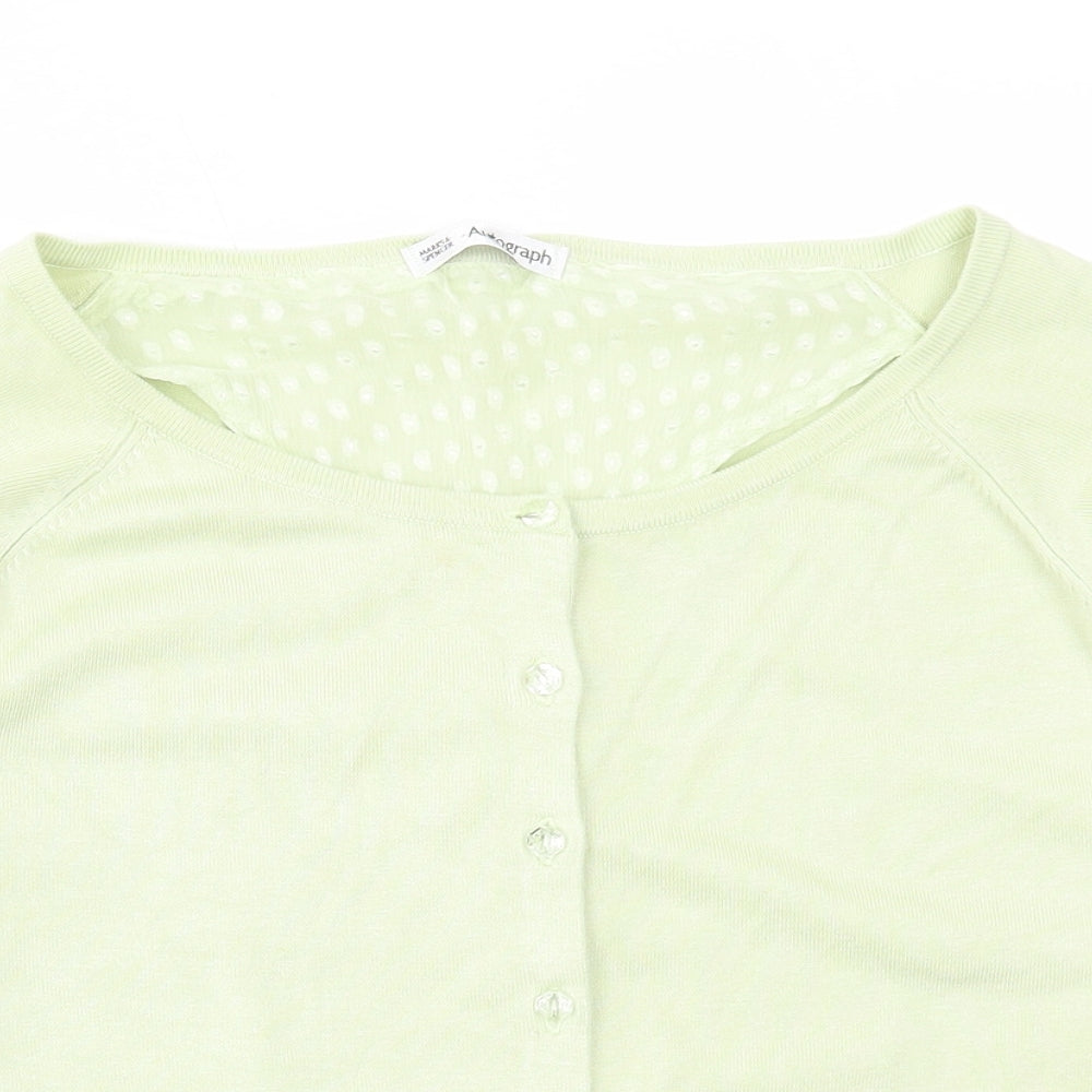 Marks and Spencer Womens Green Acrylic Cardigan Jumper Size 14