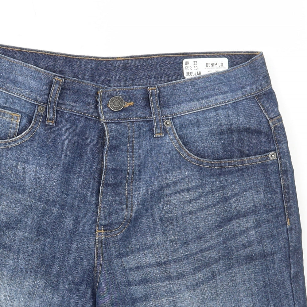 Denim & Co. Mens Blue Cotton Chino Shorts Size 32 in L9 in Regular Button