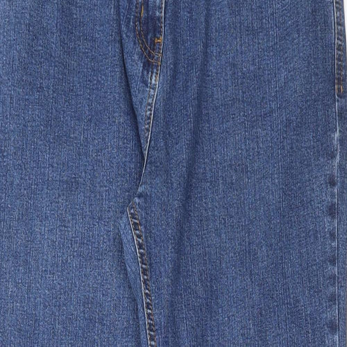 Marks and Spencer Womens Blue Cotton Bootcut Jeans Size 14 L28 in Regular Button