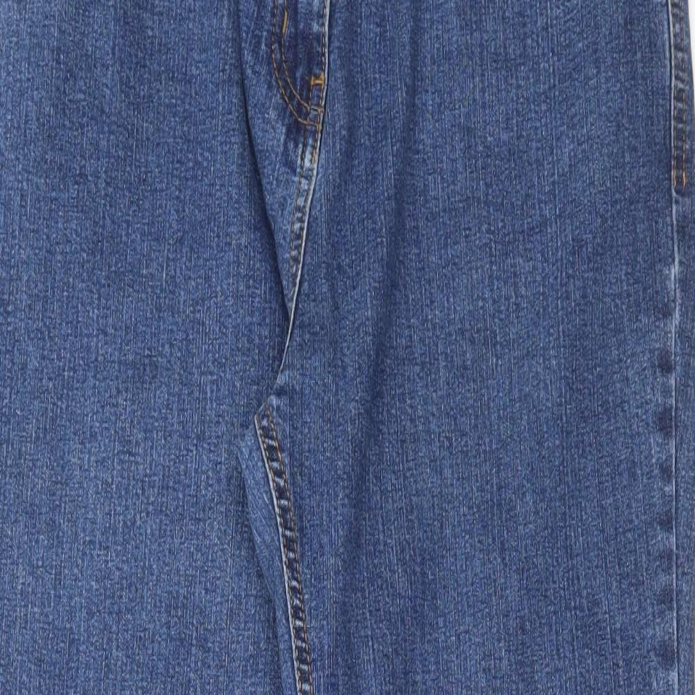 Marks and Spencer Womens Blue Cotton Bootcut Jeans Size 14 L28 in Regular Button