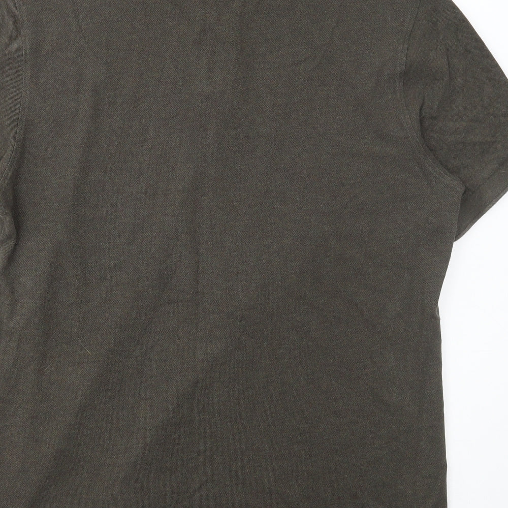 Marks and Spencer Mens Green Cotton Polo Size M Collared Button