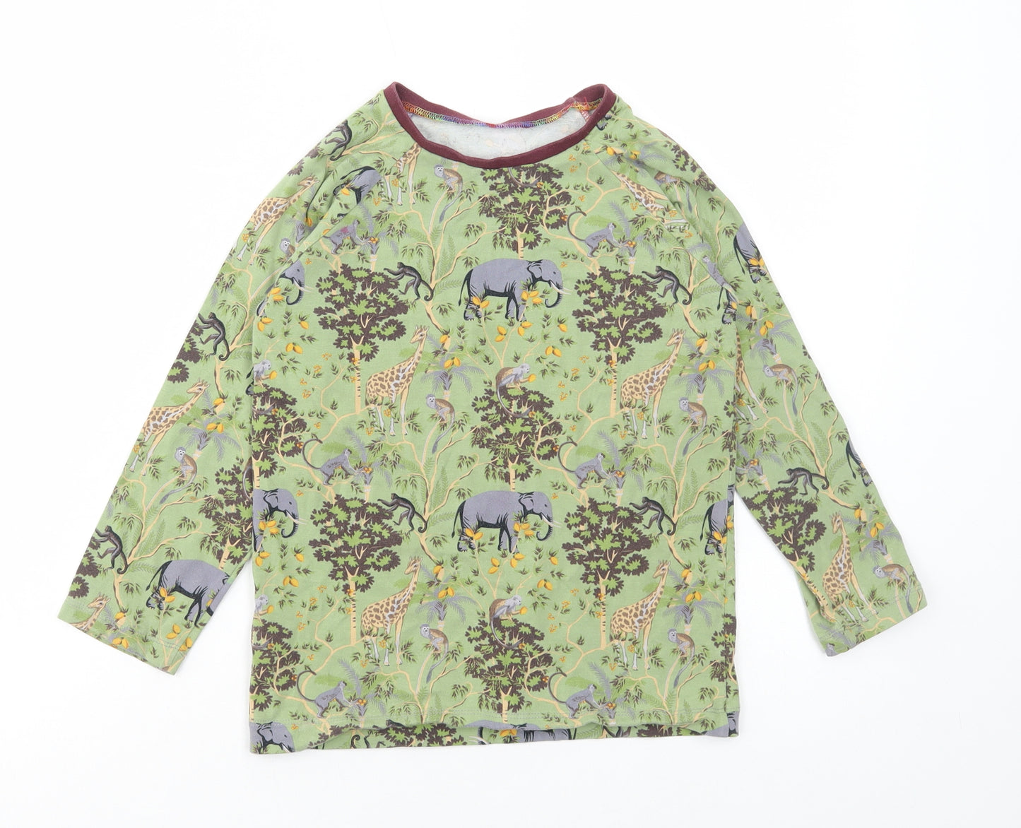 biddy & bear Girls Multicoloured Geometric Cotton Basic T-Shirt Size 7-8 Years Round Neck Pullover - Safari Print