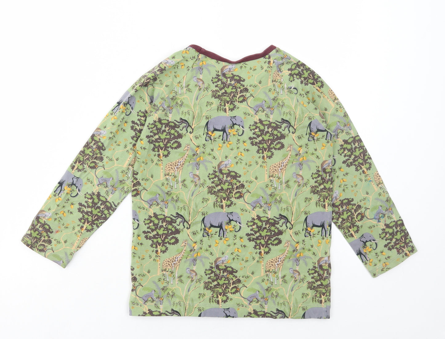 biddy & bear Girls Multicoloured Geometric Cotton Basic T-Shirt Size 7-8 Years Round Neck Pullover - Safari Print