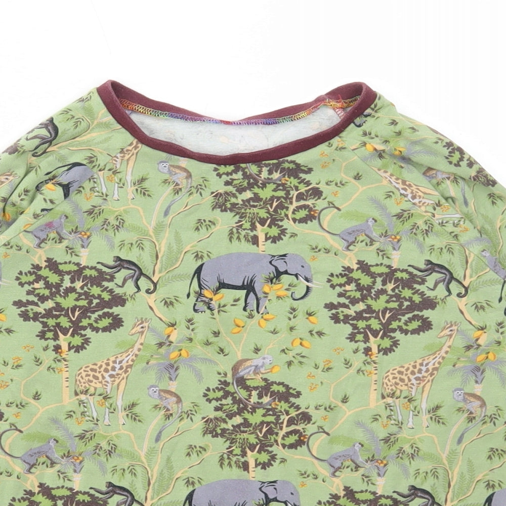 biddy & bear Girls Multicoloured Geometric Cotton Basic T-Shirt Size 7-8 Years Round Neck Pullover - Safari Print