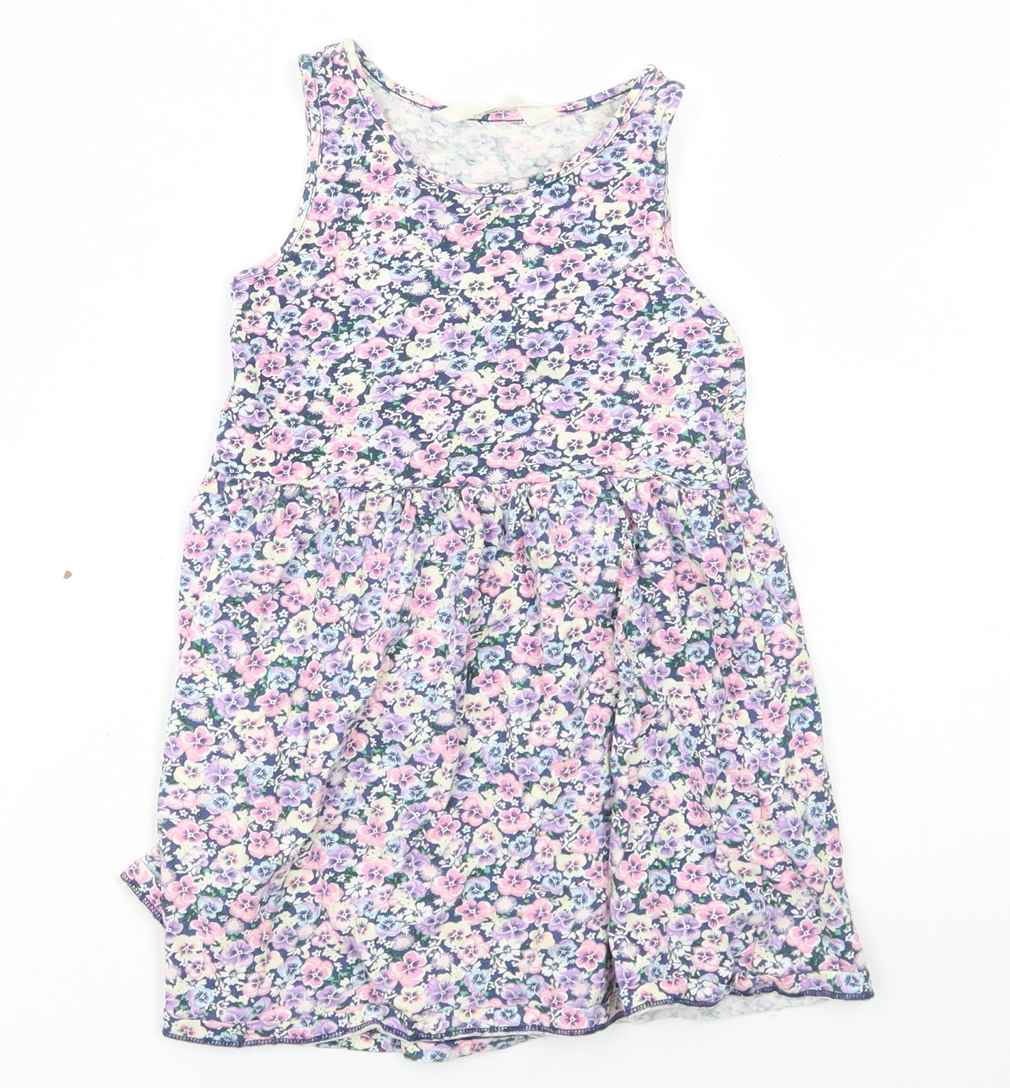 H&M Girls Multicoloured Floral Cotton A-Line Size 4-5 Years Round Neck Pullover