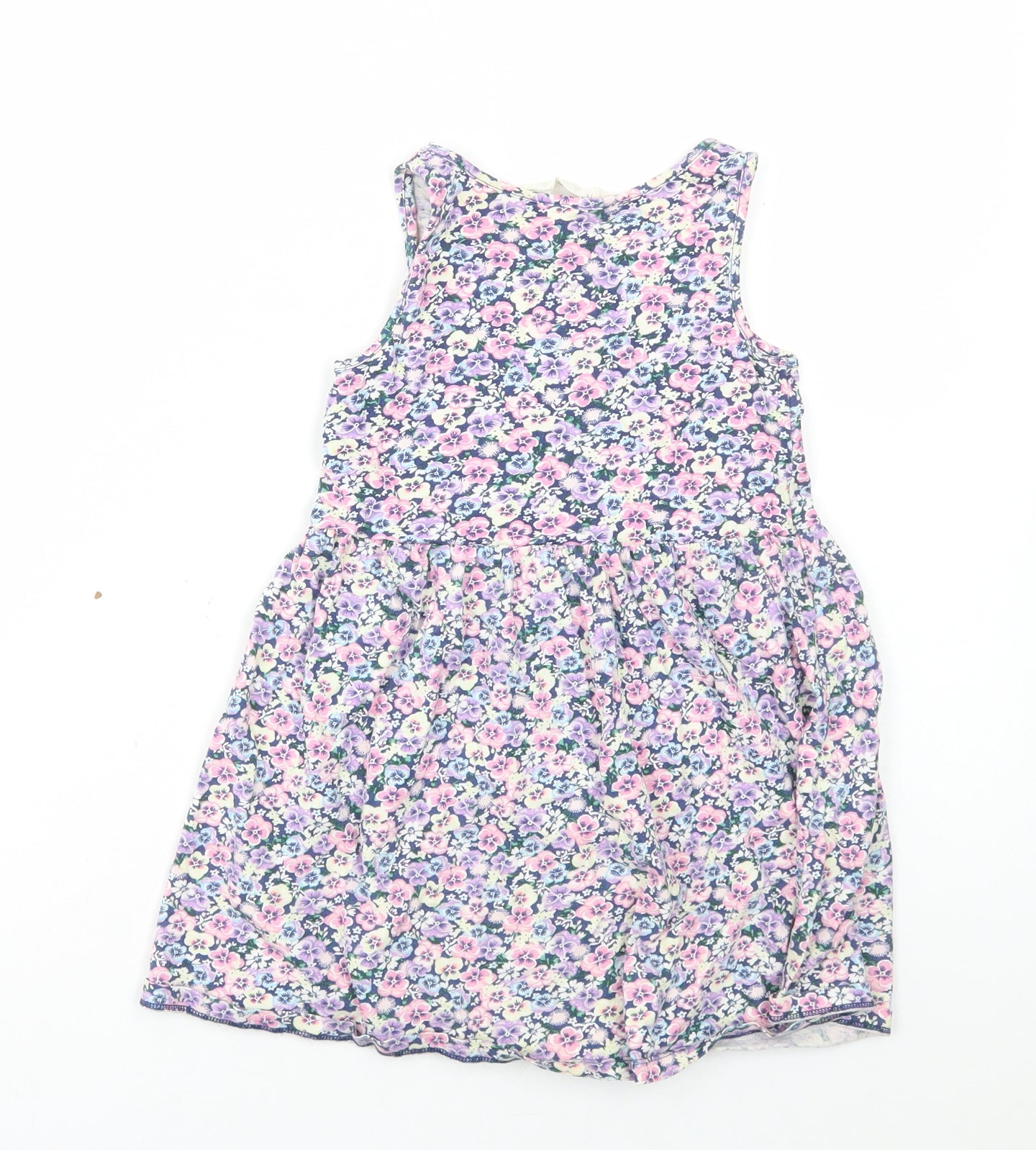 H&M Girls Multicoloured Floral Cotton A-Line Size 4-5 Years Round Neck Pullover