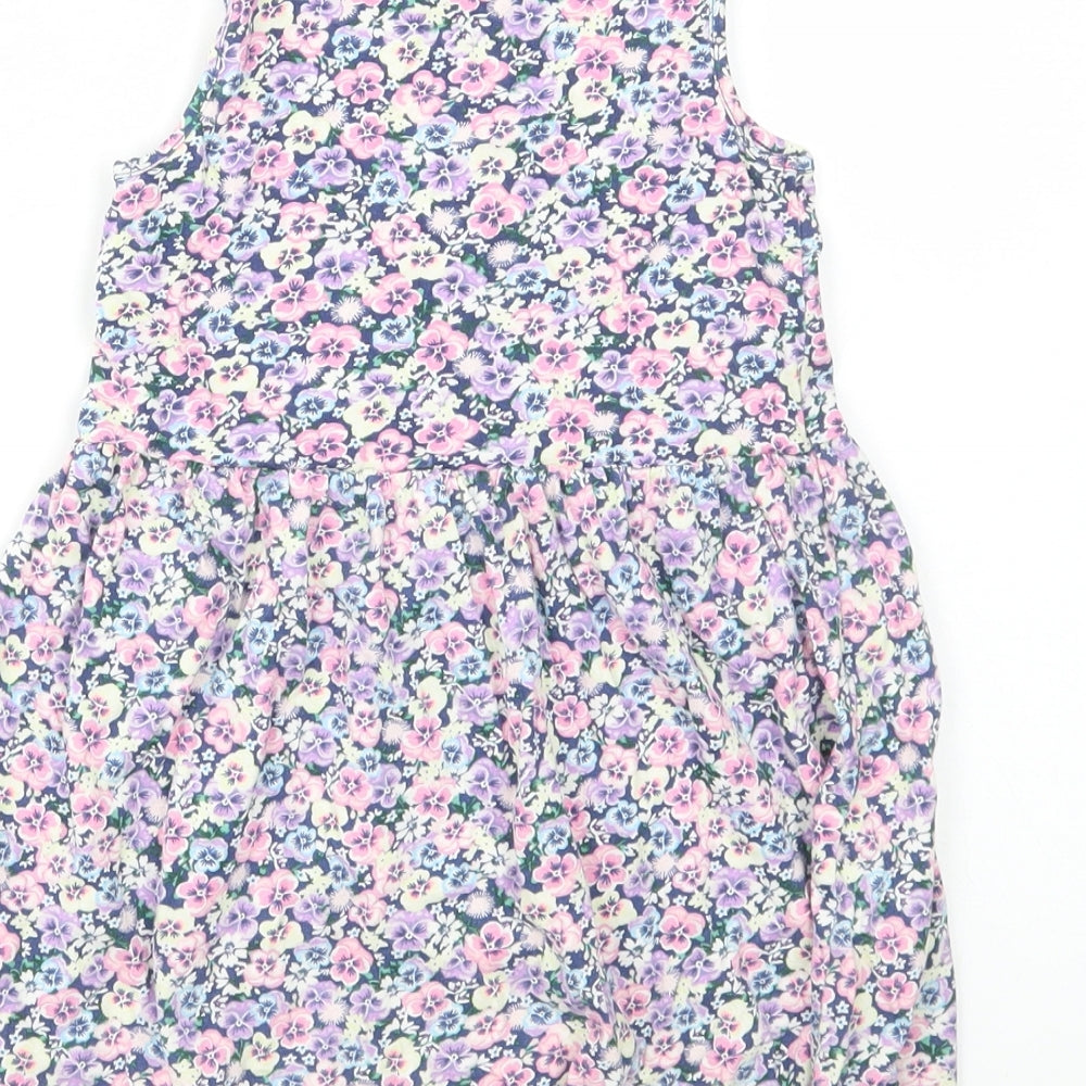 H&M Girls Multicoloured Floral Cotton A-Line Size 4-5 Years Round Neck Pullover