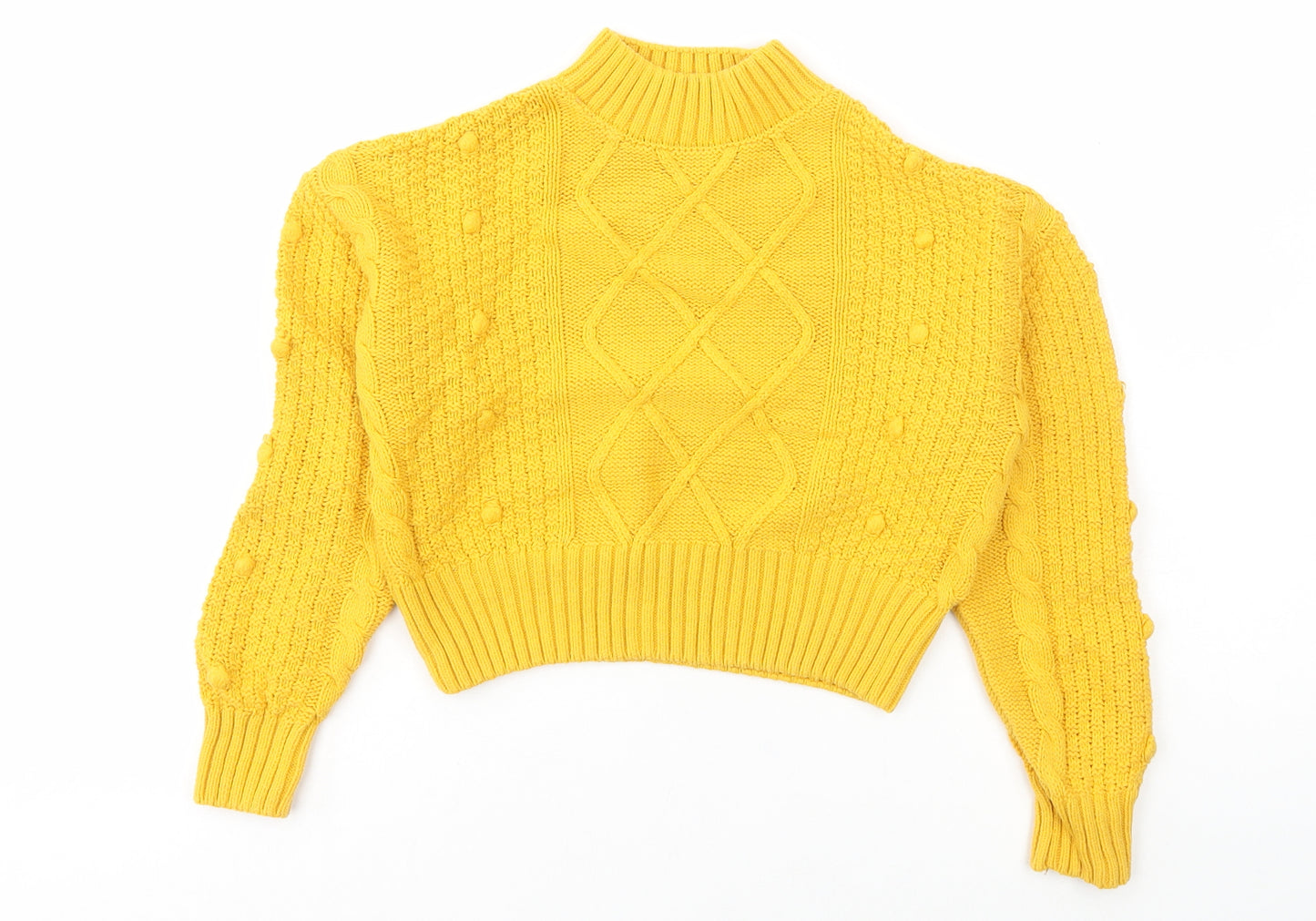 Matalan Girls Yellow Mock Neck Cotton Pullover Jumper Size 9 Years Pullover