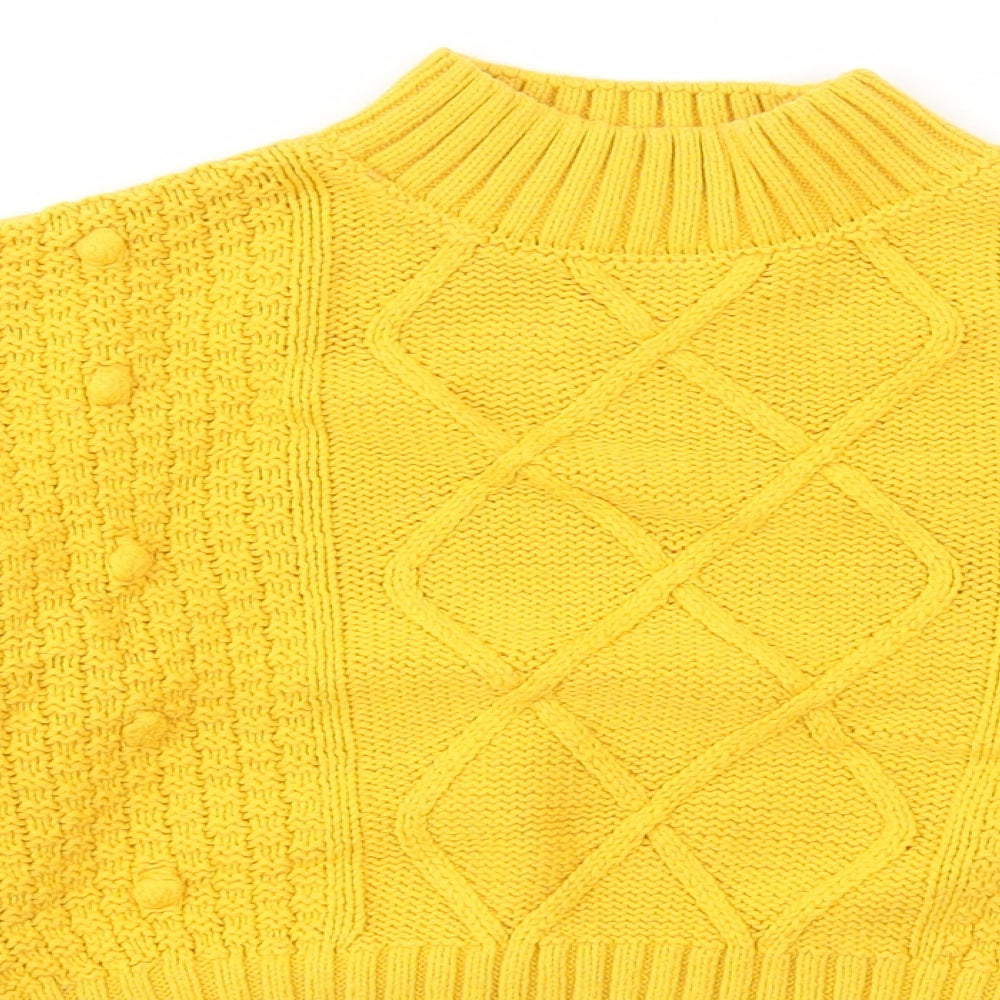 Matalan Girls Yellow Mock Neck Cotton Pullover Jumper Size 9 Years Pullover