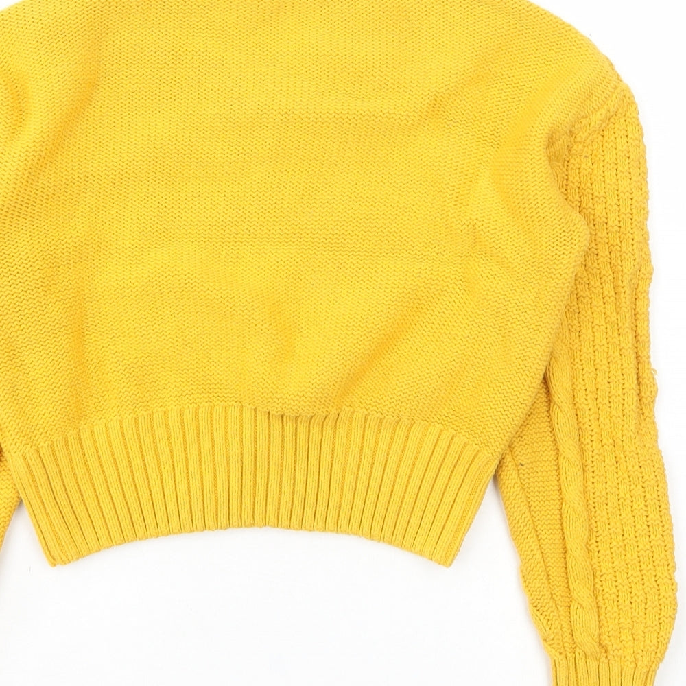Matalan Girls Yellow Mock Neck Cotton Pullover Jumper Size 9 Years Pullover